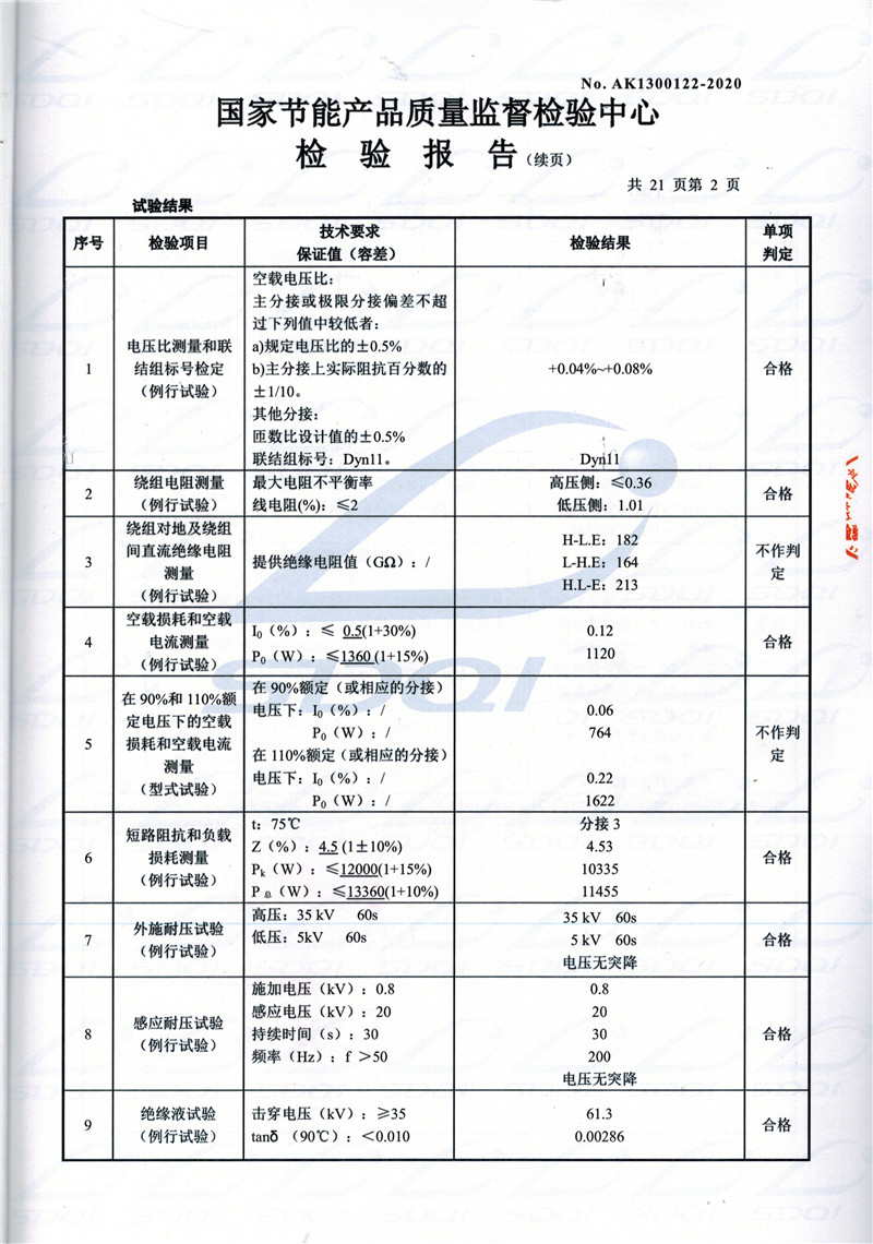 高低压试验报告-S11-1250清流清流清流油浸式变压器-2.jpg